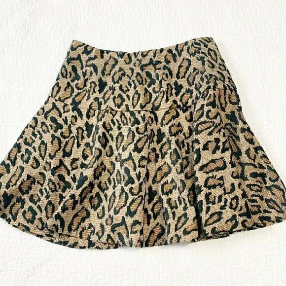 Free People Size 2 Black Gold Women's Chenille Cheetah Skirt NEW! - Picture 5 of 7